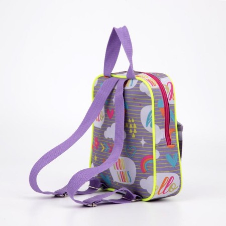 Baby backpack on lightning, external pocket, gray color-1