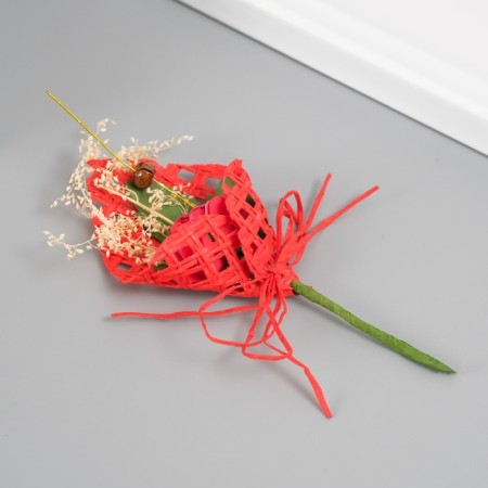 Decorative bouquet "Rose" 5x9 cm, red-1