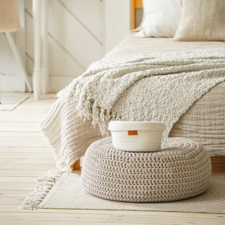 Basket for storage branded handmade shade “Bell”, 25 × 25 × 13.5 cm, small, white color-7