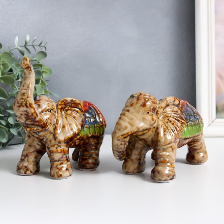 Souvenir Ceramics "Indian Elephants" set 2 pcs 8x14x10 cm 7.5x14x14 cm-4