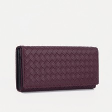 Women's wallet on the button, eggplant color