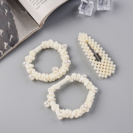 Hair Set "Kasandra" (2 gum 5 cm, invisibility 7 cm) Milk-1
