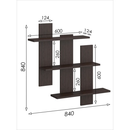 Hinged shelf "Ufimka", 840 × 140 × 840 mm, color Venge-2