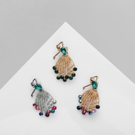 Brooch "Girl" Dancer (indivisible packing 12 pcs., Price per pc.), Mix color-1