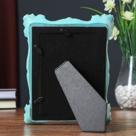 Photo frame Polystone 10x15 cm "Golden corners" turquoise 20.5x16x2 cm-3