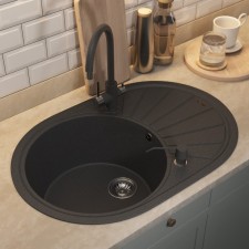 Кухонная мойка кварцевая Uperwood Quartz UPD-02, овальная, цвет 04 черная