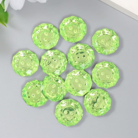 Buttons plastic for creativity 2 punctures "Kant Rhin" set 12 pcs green d = 1.7 cm-2