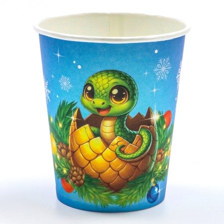 A cup paper one -time “Happy New Year”, a snake with toys, 250 ml-1