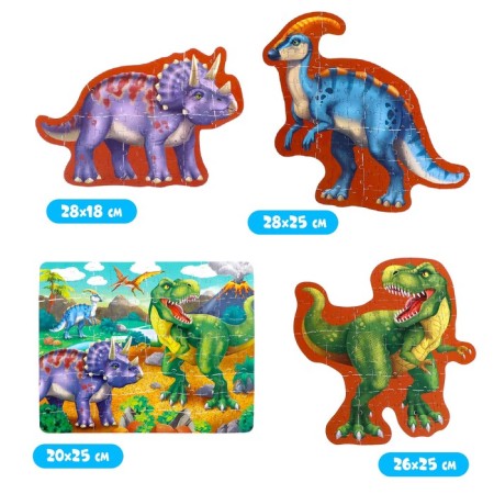 Set with curly puzzles 4 in 1 "planet dinosaurs"-1