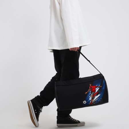 Children's sports bag for the boy "Football" with lightning, external pocket, black-8