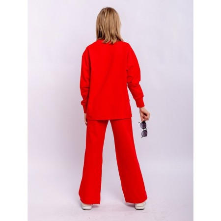 Sweatshirt for girls, height 122 cm, red color-3