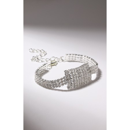 Bracelet with rhinestones "Bright" rectangle, white color in silver, 18 size-3