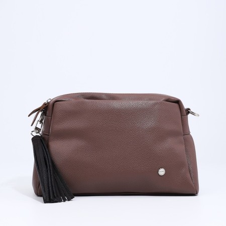 Richet Cross-Body bag, external pocket, 2 long belts, brown color