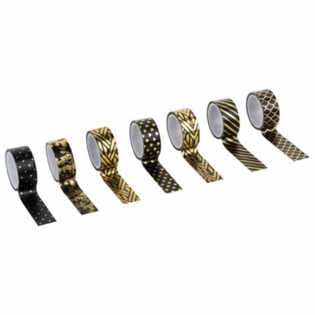 Adhesive Washi tanks with foil "black gold", 15 mm x 3 m (set 7 pcs) rice paper-3