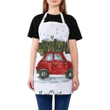 Apron of a kitchen with a photo print “The Christmas tree is in a hurry to celebrate”, adjustable, size OS
