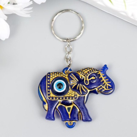 Tail of plastic eyes "Indian elephant from the evil eye" Blue with gold 3.5x5 cm