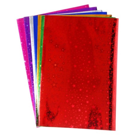 Set of foil color A4 format, 7 sheets, 7 colors, holographic star, density 100g/m2-1
