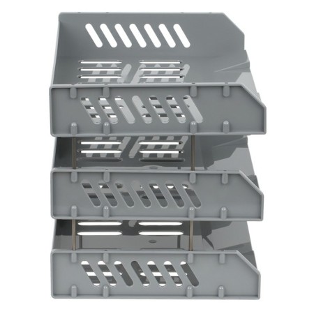 A set of horizontal boots for paper with wide loading "City", 3 pieces, on metal rods, gray-3