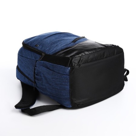 A backpack with a zipper, with USB, 4 outer pockets, bag, pencil case, blue color-6