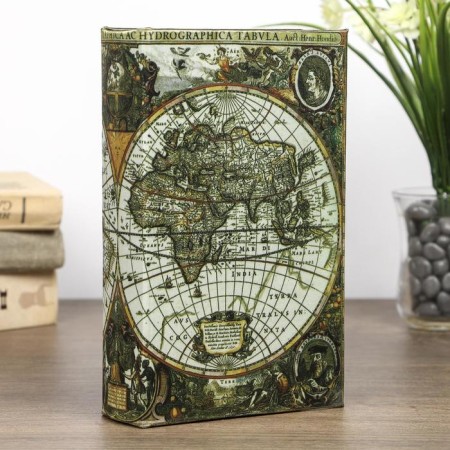 Safe-book wood "Map of discoverers" 21x13x5 cm