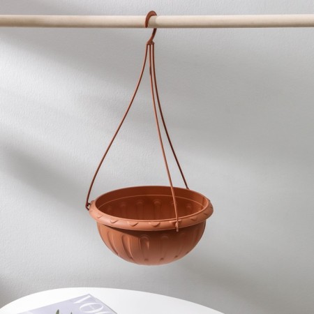 Street Kashpo for flowers suspended "Julia", 3.5 l, brown color-1