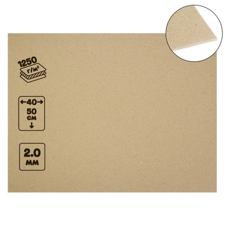 Binding cardboard (shell -shaped) 2.0 mm, 40 x 50 cm, 1250 g/m², gray