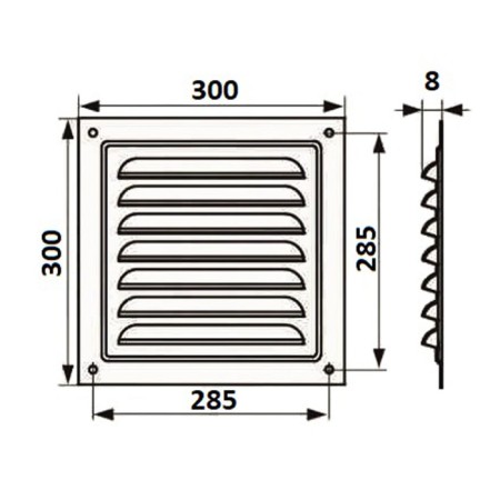 Ventilation grate Zein luxury RM3030Z, 300 x 300 mm, with a grid, metal, gold-6