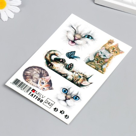 Tattoo on the body "Drawn kittens" 10x15 cm-1