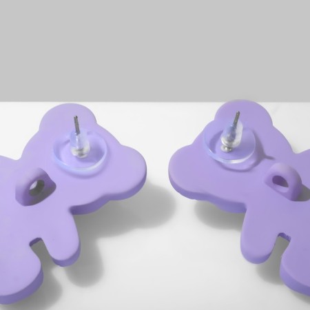 Earrings plastic "bears" with emoticons, lilac color-2