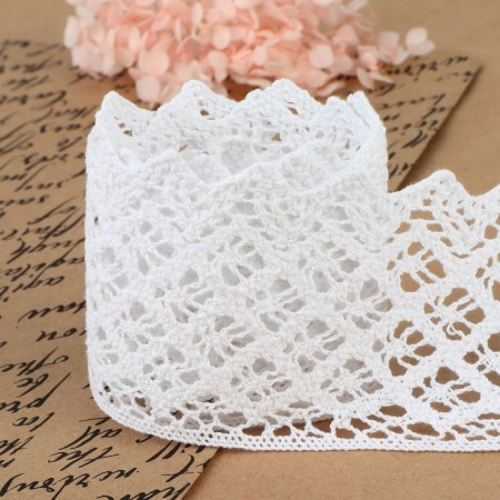Knitted lace, 80 mm × 10 ± 1 m, white color-2