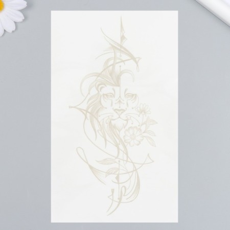 Tattoo on the body blue "Leo in lines" 18x11 cm-1