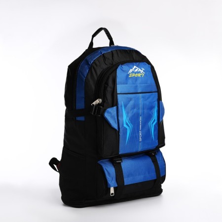 A backpack with a lightning with an increase, 65l, 4 external pockets, blue color-2