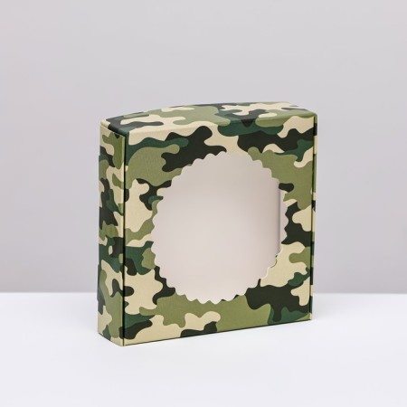 Box the team with the window, "camouflage", 11.5 x 11.5 x 3 cm