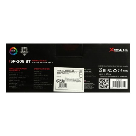 Portable column Xtrike Me SP-208BT, 10 W, BT5.0, backlight, 1200 mAh, gray-15