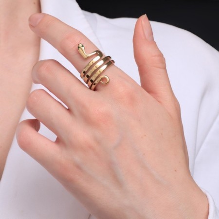 Ring Xuping Snake of Temptation, green color in gold, size 18-2