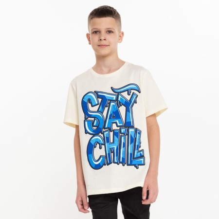 T-shirt for a boy, the color is light beige, height 146 cm