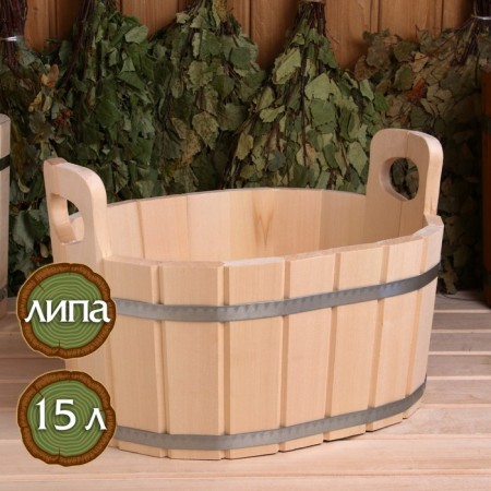 Gang of linden, 15 l, oval, stainless hoop, "Dobroparov"
