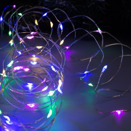 Garland "thread" 10 m Rosa, IP20, silver thread, 100 LED, glow of multi, 12 V-2