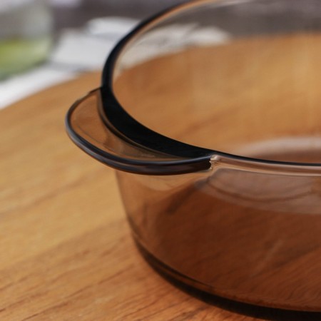 Glass loan with a “haze” lid, 1 l, brown color-5