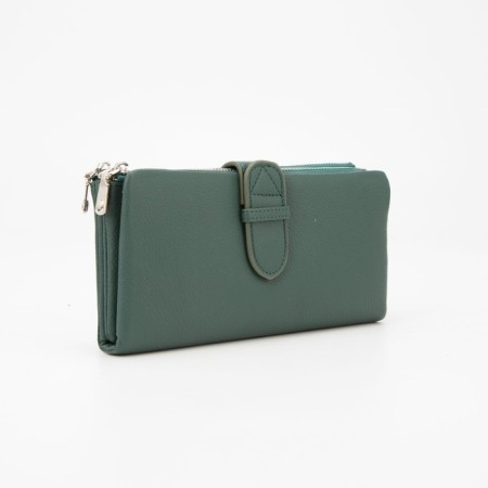 Women's wallet on magnet, green color