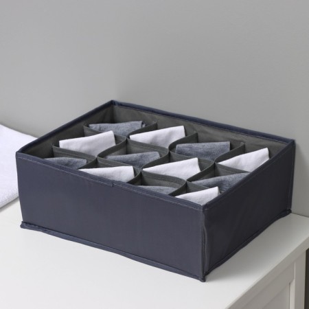 Organizer for linen 12 cells LadOM, 32x24x12 cm, graphite color-8