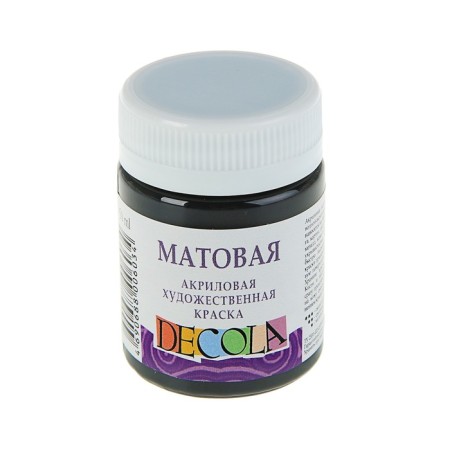 Acrylic matte paint 50 ml, ZHK Decola, Black, 14328810