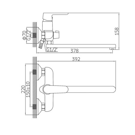 ACCOONA A7166P bath mixer, single -leaf, divertor in the case, 30 cm, orange-6