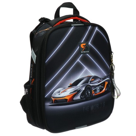 School backpack 38 x 30 x 16 cm, ergonomic back, stavia "speed", black-1