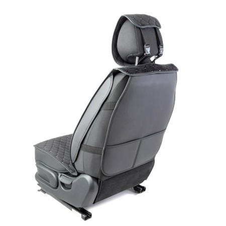 Frame caps for the front seats Car Performance, 2 pcs, alcantara, rhombus, black and gray-4