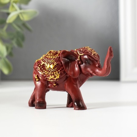 Polystone souvenir "Elephant in a golden blanket with a red stone" set of 4 pcs 7.5x3x5 cm-4