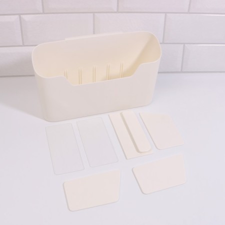 Organizer for storage "Tenderness", hinged, 4 sections, with an adhesive base, 26.8 × 16.2 cm, white color-6