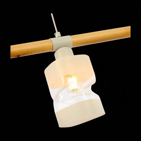 Suspended EVOLUCE lamp. Sle114503-03. Abiritto. 3x60 watts, E27, 60x10x20.5 cm, white color, light wood-5