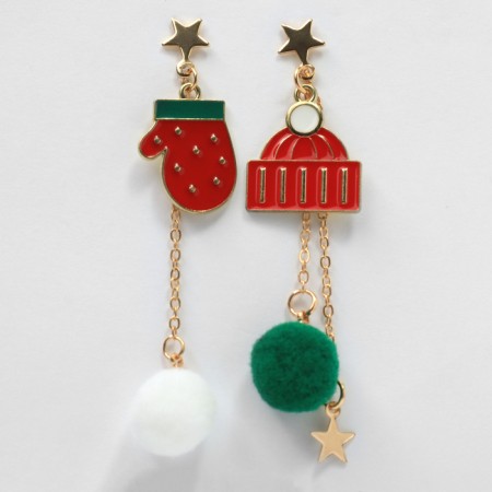 New Year! Earrings "New Year" hanging, hat, colored in gold-1