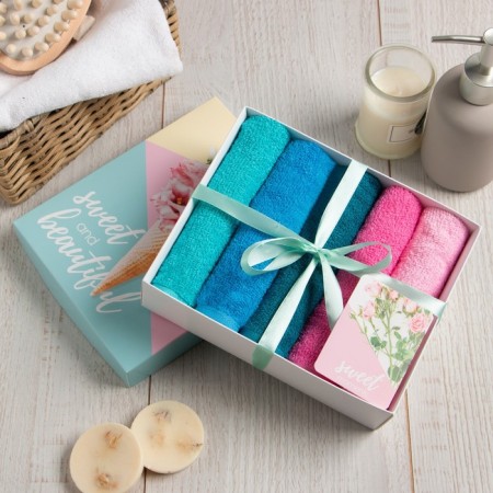 Set of terry napkins "Sweet and Beautiful" 30x30 cm -5pcs, 100% HL, 340g/m2